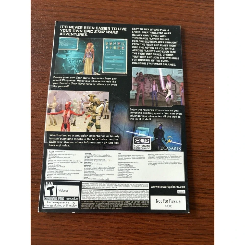 Star Wars Galaxies 10 Day Trial NOT FOR RESALE Sealed Promo Disc PC CD-ROM 2006